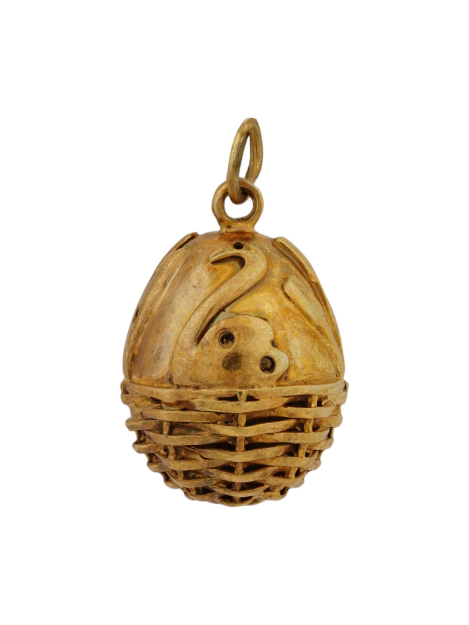 RUSSIAN 84 GILT SILVER SWAN EASTER EGG PENDANT (1 of 7)