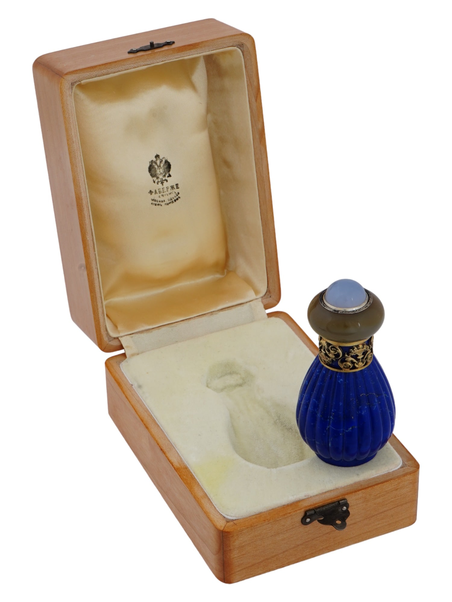 RUSSIAN SILVER LAPIS AGATE CHALCEDONY PERFUME BOTTLE (1 of 9)