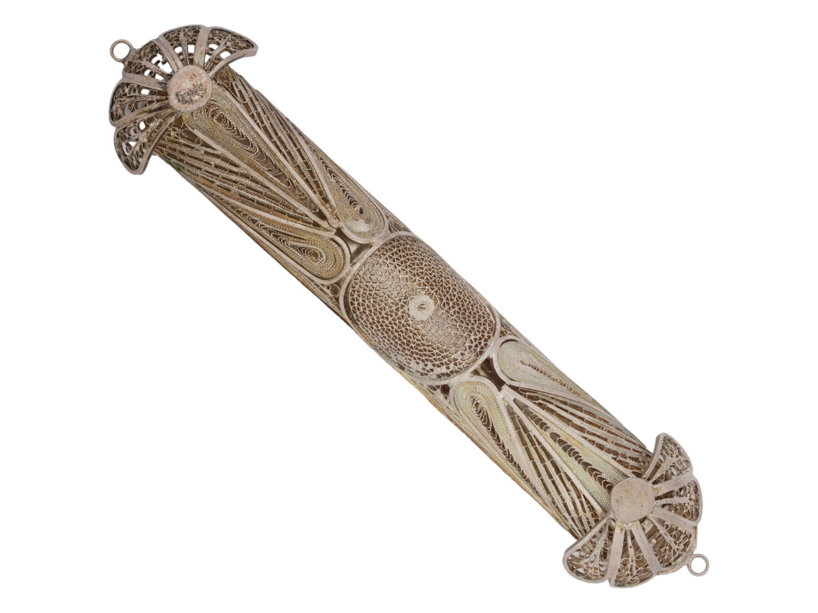 VINTAGE JUDAICA STERLING SILVER FILIGREE MEZUZAH (1 of 5)
