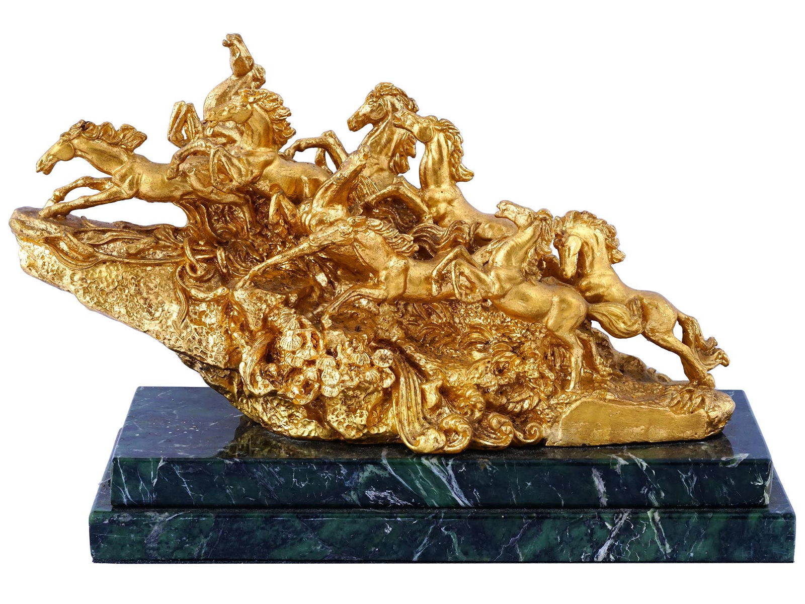 VINTAGE GILT METAL MARBLE BASE HORSE FIGURAL GROUP (1 of 7)