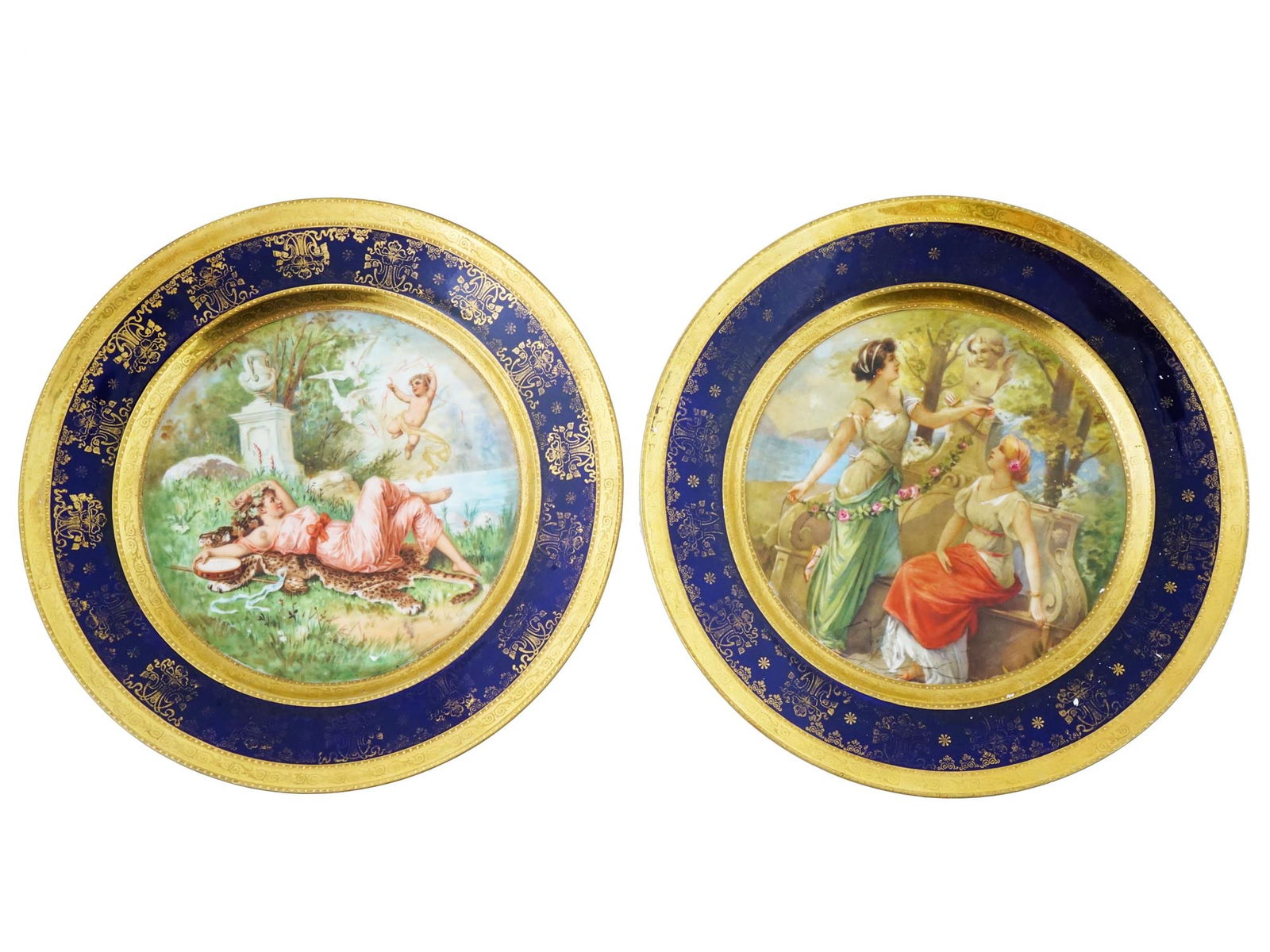 PAIR OF ANTIQUE HAND PAINTED PORCELAIN PLATES (1 of 12)