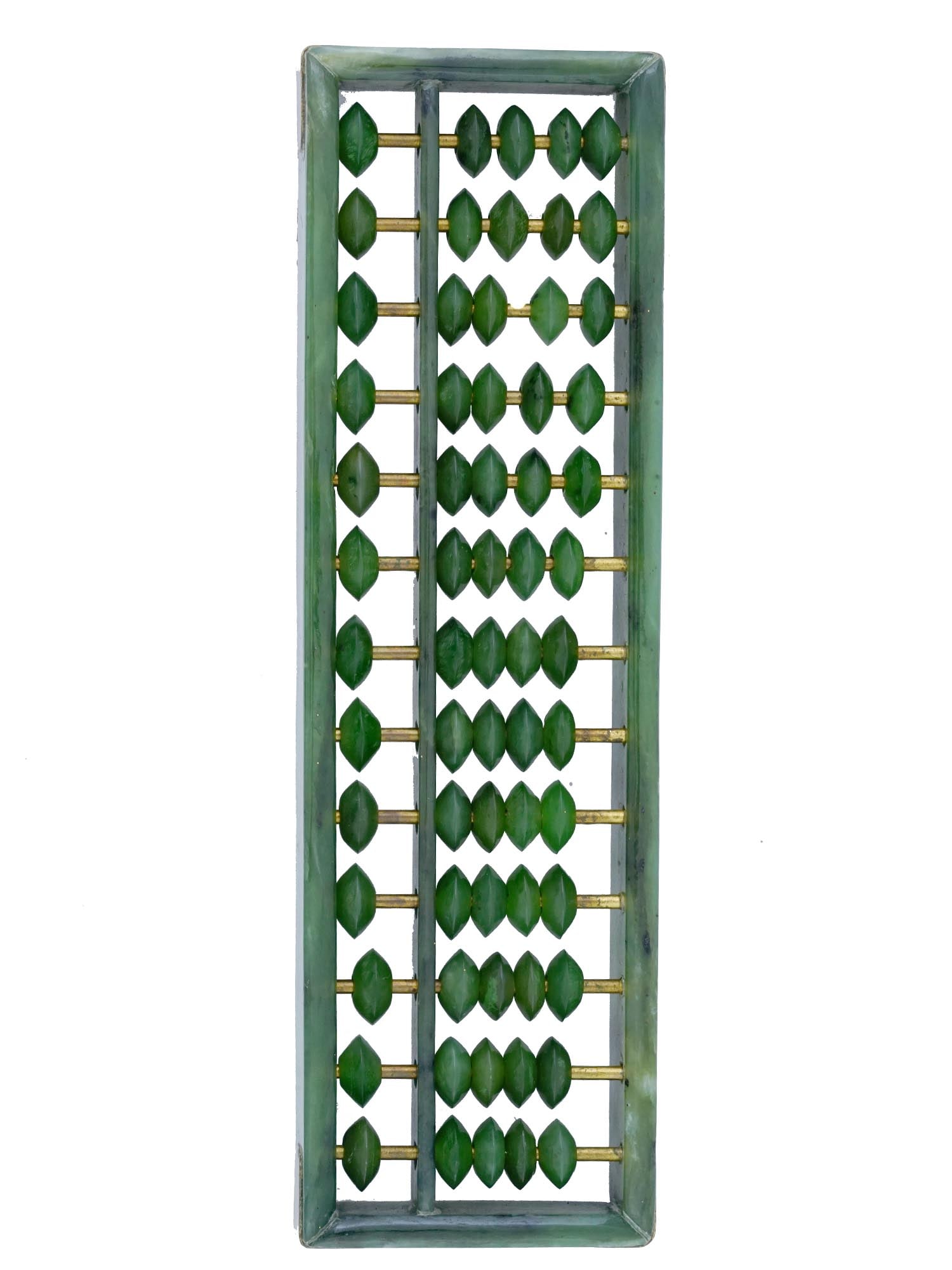 CHINESE CARVED NATURAL DEEP GREEN HETIAN JADE ABACUS (1 of 4)