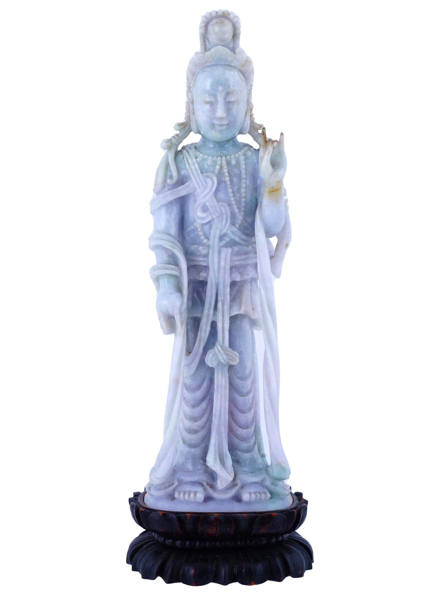 ANTIQUE CHINESE HAND CARVED JADE FIGURE OF GUANYIN (1 of 11)