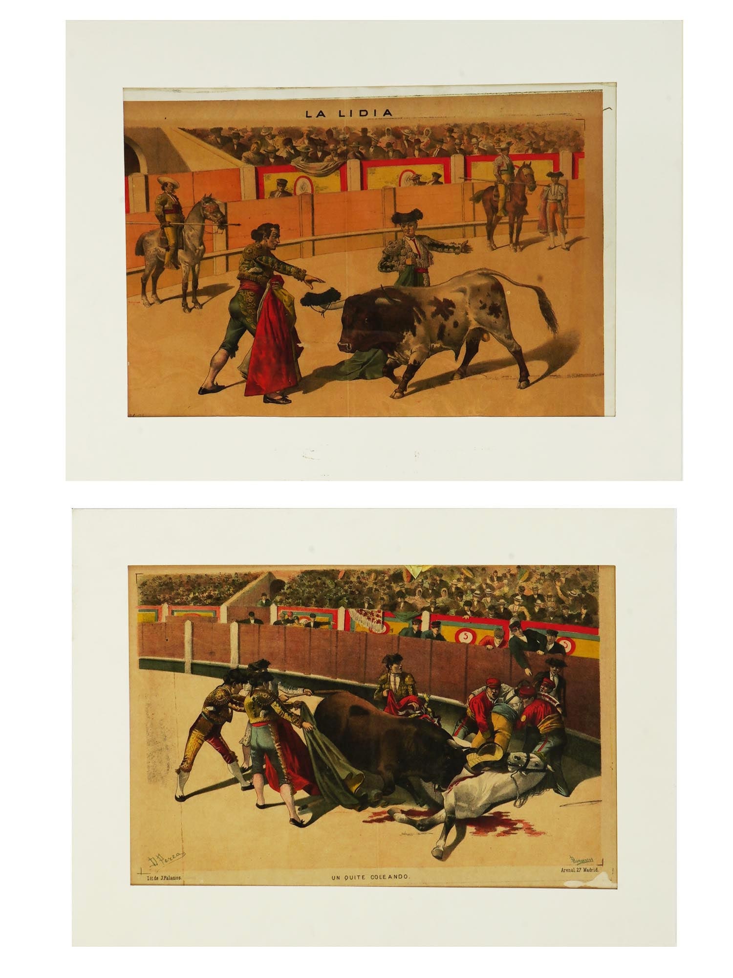 ANTIQUE BULL LA LIDIA FIGHTING MAGAZINE LITHOGRAPHS (1 of 8)