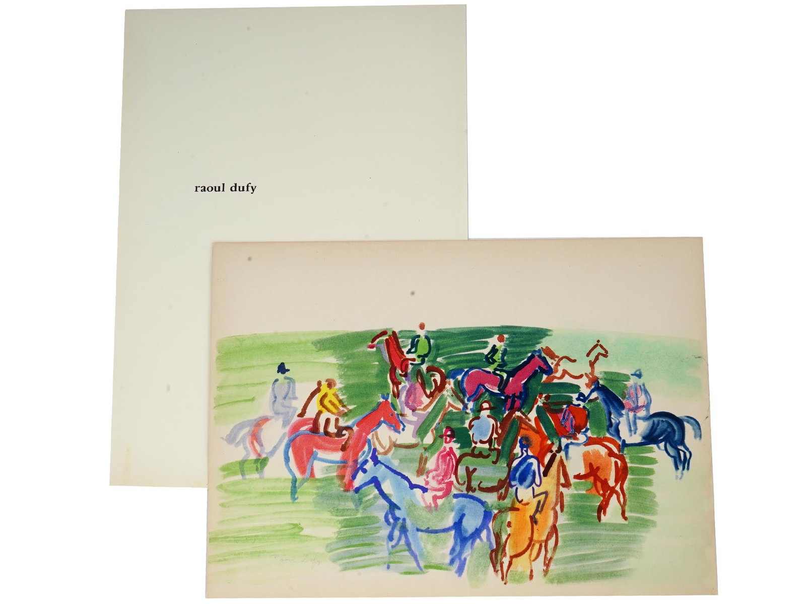 1959 FRENCH LITHOGRAPH PRINT PADDOCK AFTER RAOUL DUFY (1 of 7)