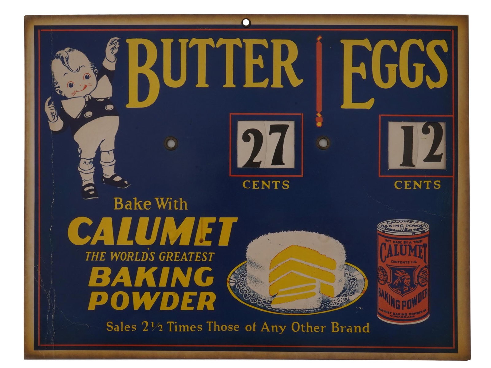 CALUMET BAKING POWDER BUTTER EGGS CARD BOARD SIGN (1 of 3)