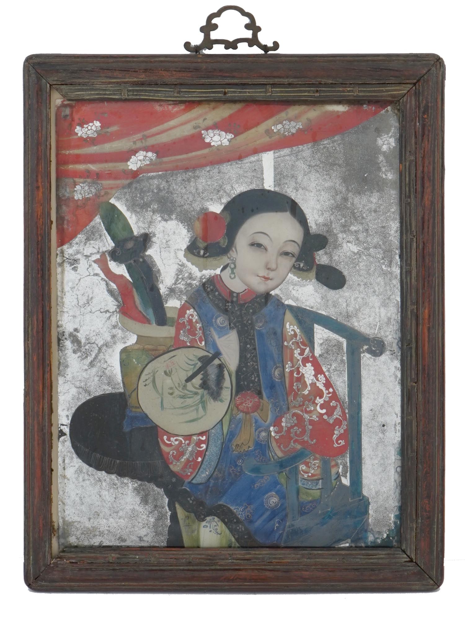CHINESE QING REVERSE GLASS PAINTING FEMALE PORTRAIT (1 of 5)