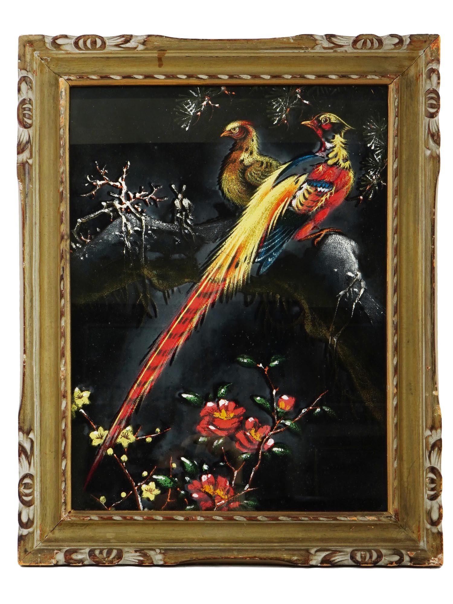 MEXICAN TROPICAL BIRDS MIXED MEDIA PAINTING FRAMED (1 of 4)