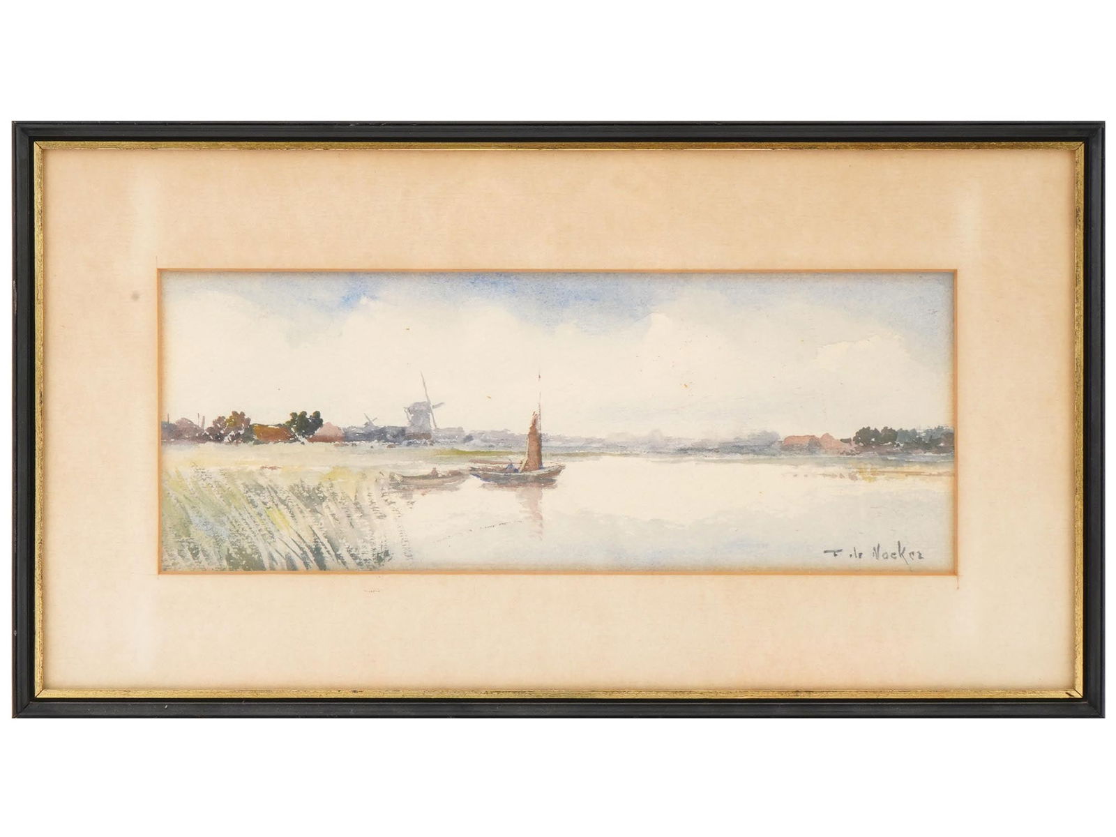 DUTCH RIVER LANDSCAPE OIL PAINTING BY FRANS NOCKER (1 of 5)