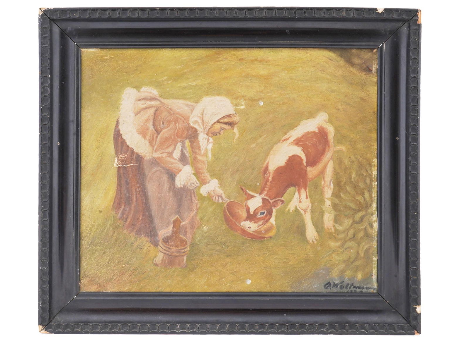 MID CENTURY GERMAN PAINTING SIGNED O. WALTMANN (1 of 7)