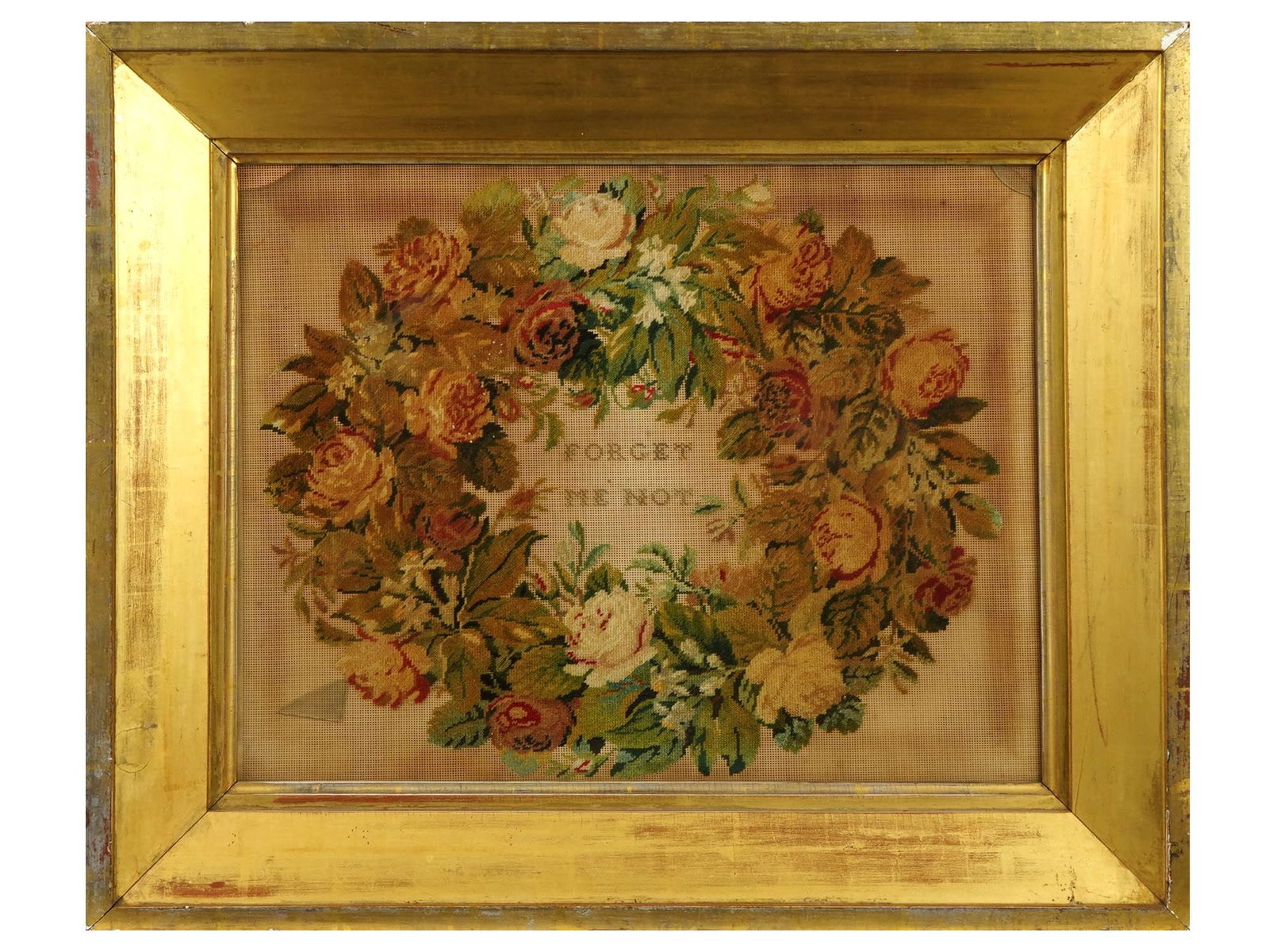 ANTIQUE VICTORIAN ERA FLORAL EMBROIDERY FRAMED (1 of 9)