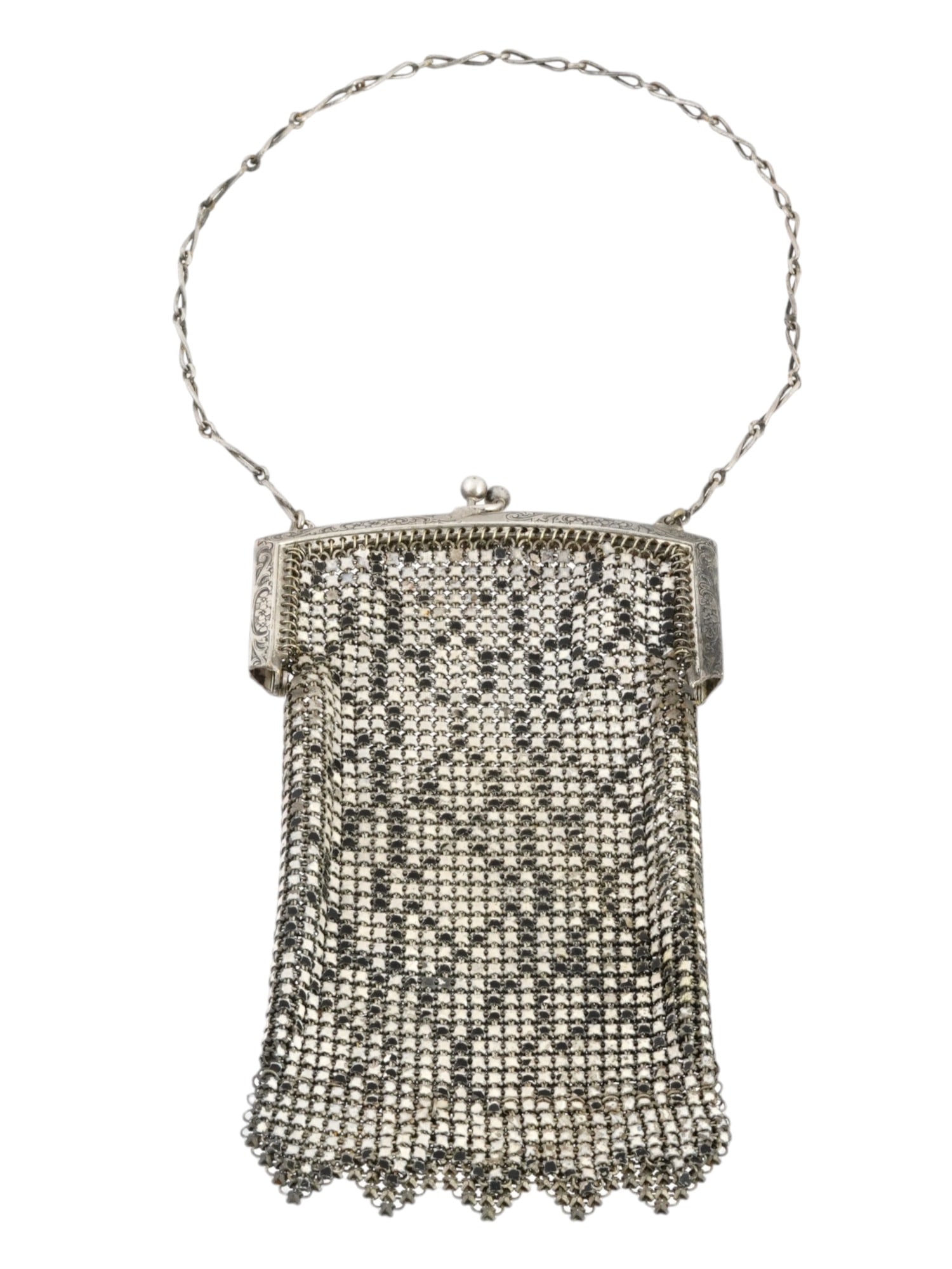 ANTIQUE AMERICAN STERLING SILVER MESH COIN PURSE (1 of 8)