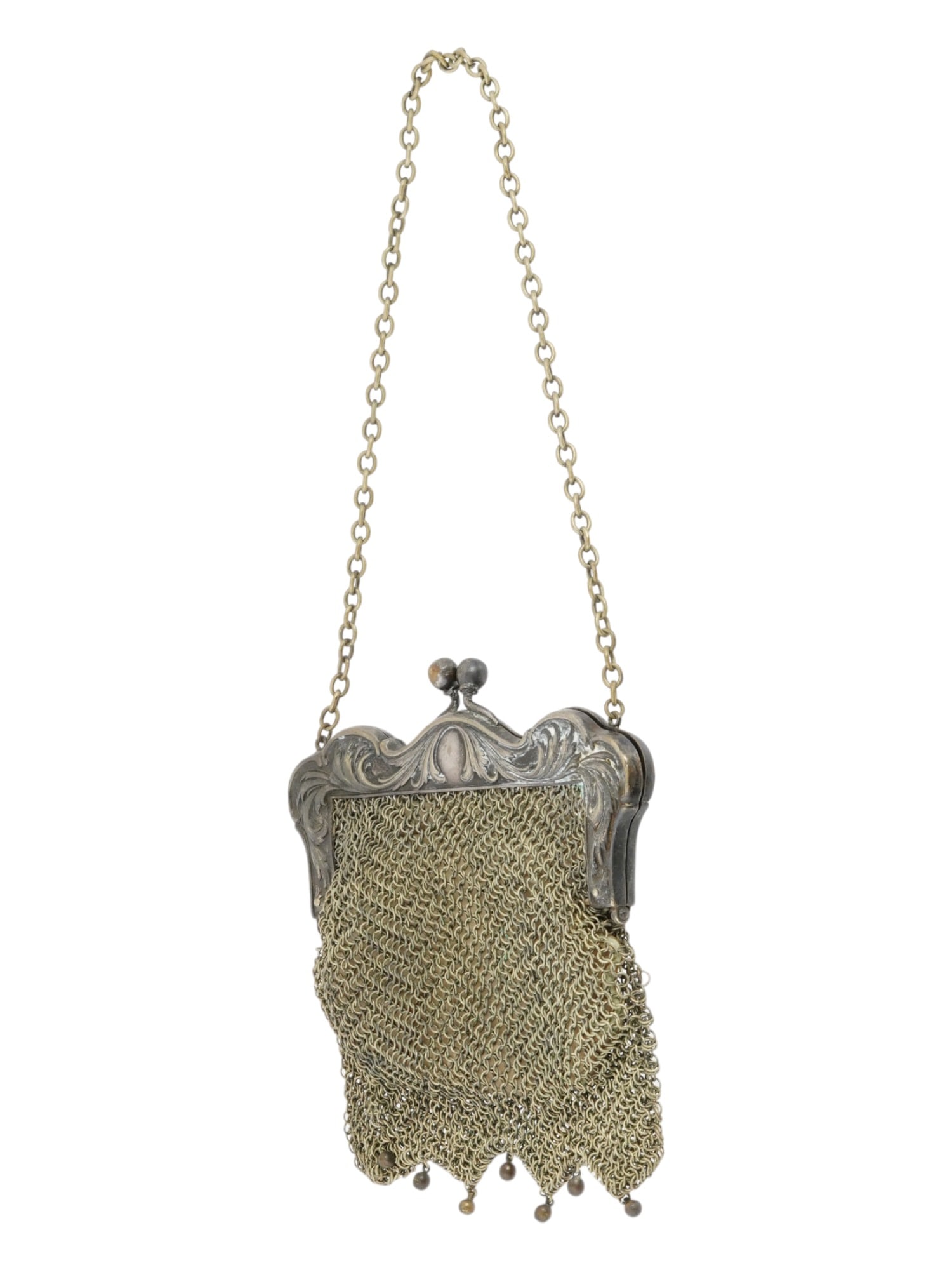 VICTORIAN MANNER GERMAN SILVER MESH COIN PURSE (1 of 8)