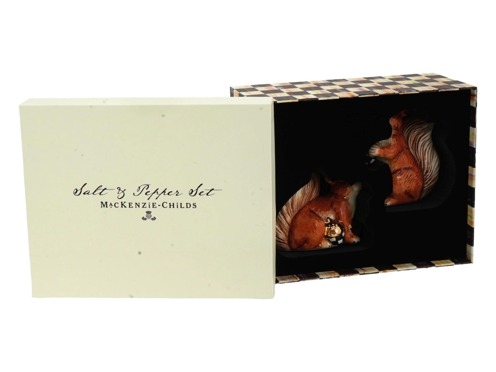 MACKENZIE-CHILDS PORCELAIN SQUIRREL SALT SHAKERS IOB (1 of 11)