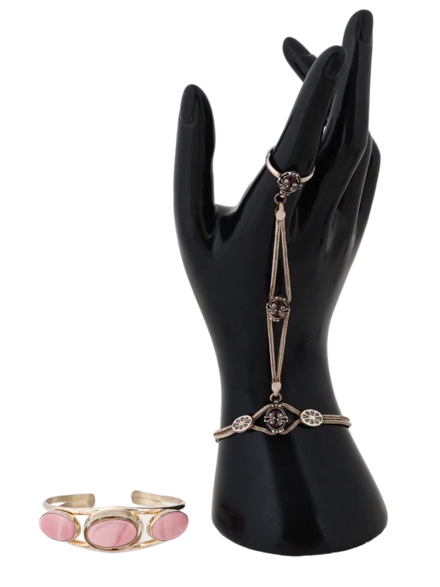 VINTAGE STERLING SILVER GEMSTONE RING AND BRACELET (1 of 10)