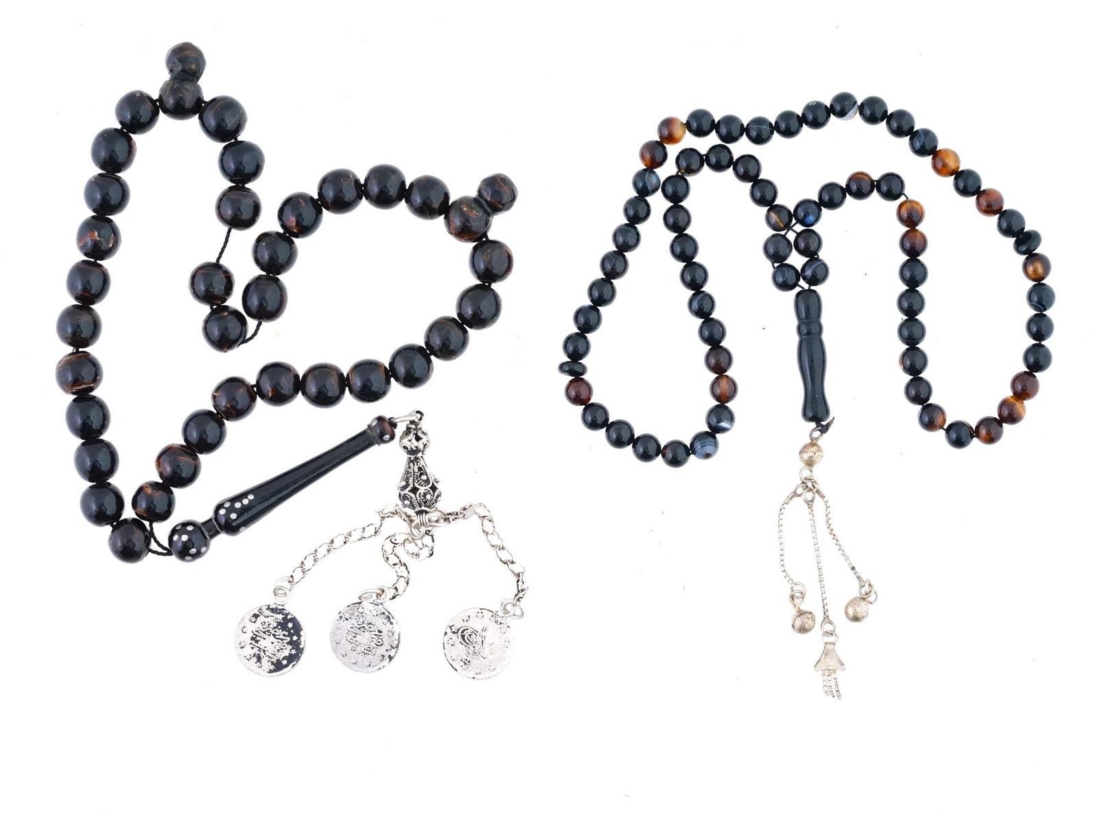 LOT OF GLASS AND SILVER MISBAHA TASBIH PRAYER BEADS (1 of 6)