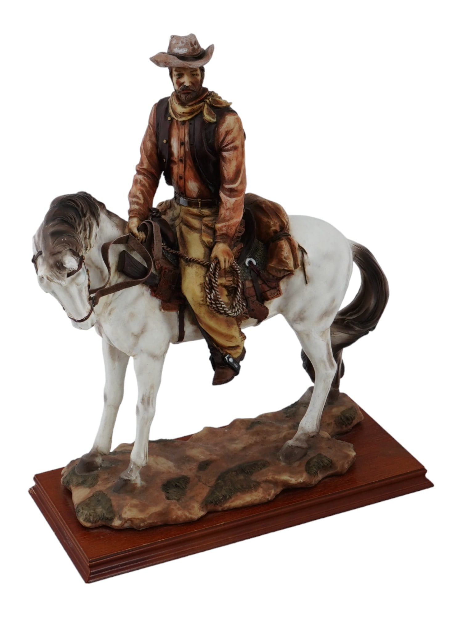 VINTAGE PORCELAIN FIGURINE AMERICAN COWBOY WITH HORSE (1 of 8)