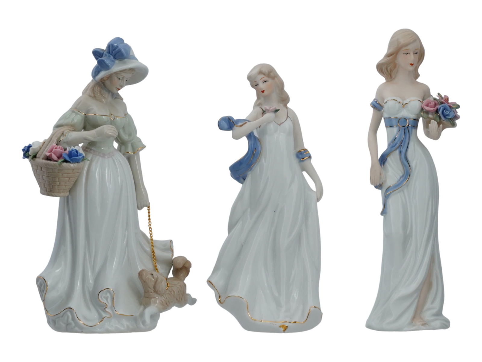 LARGE VINTAGE GLAZED PORCELAIN FEMALE FIGURINES (1 of 7)
