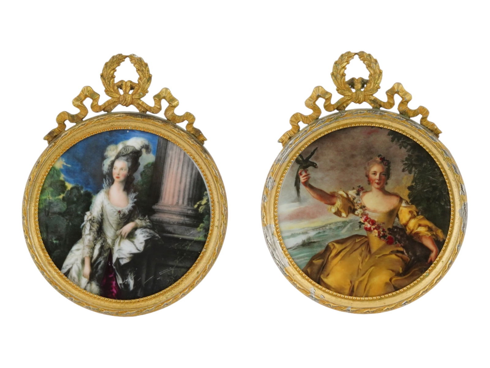 MID CENT FRENCH LIMOGES PORCELAIN PORTRAIT PLAQUES (1 of 6)