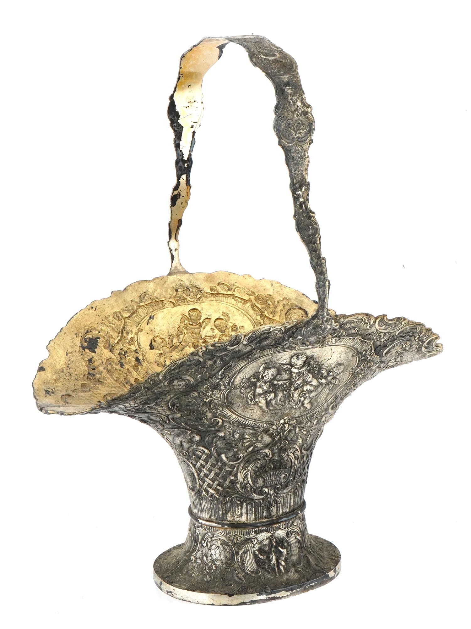 VICTORIAN GOLD AND SILVER PLATED FLOWER POT C 1900 (1 of 9)