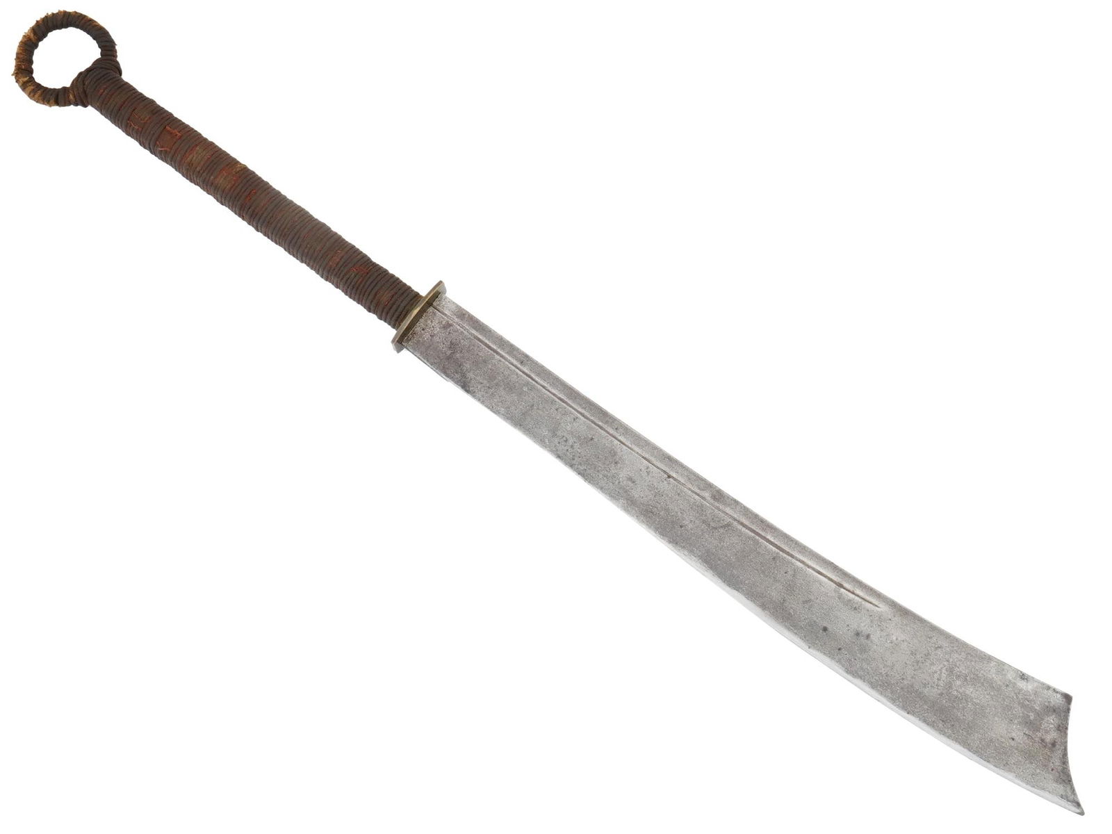 ANTIQUE CHINESE EXECUTION SWORD WITH RATTAN HANDLE (1 of 6)