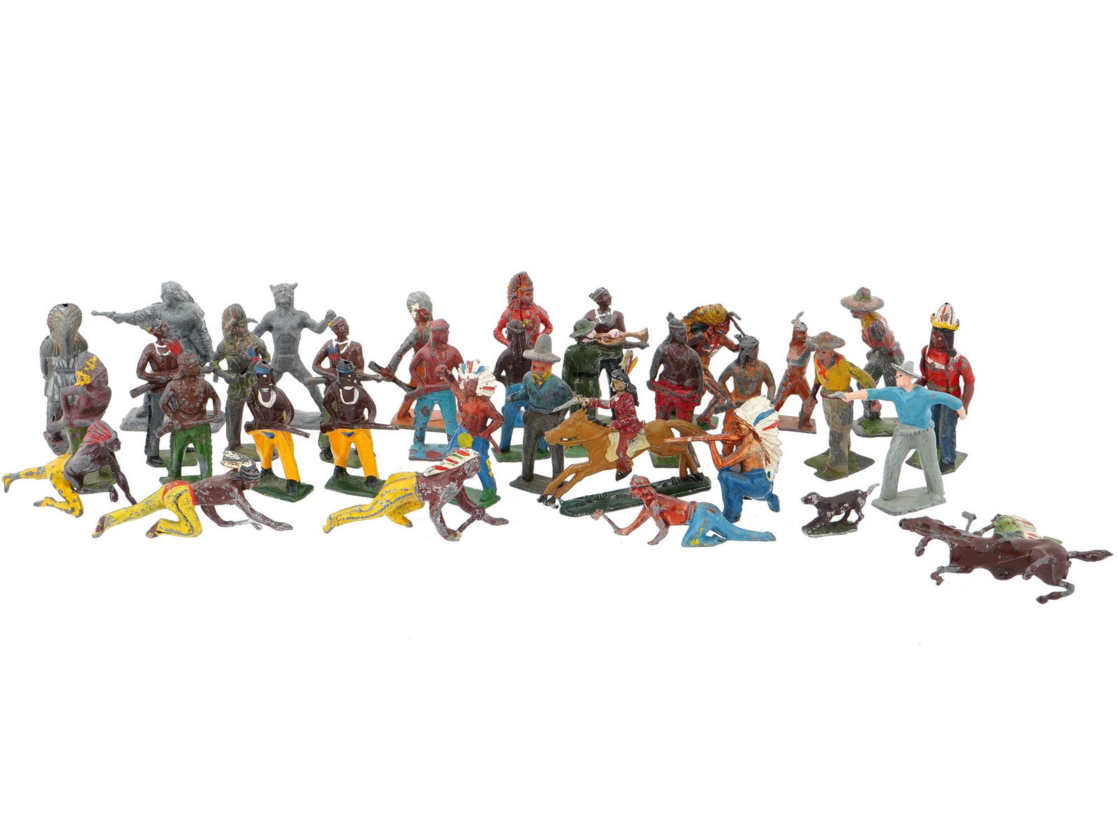 ANTIQUE 1930S TIN SOLDIERS INDIANS COWBOYS FIGURES (1 of 11)