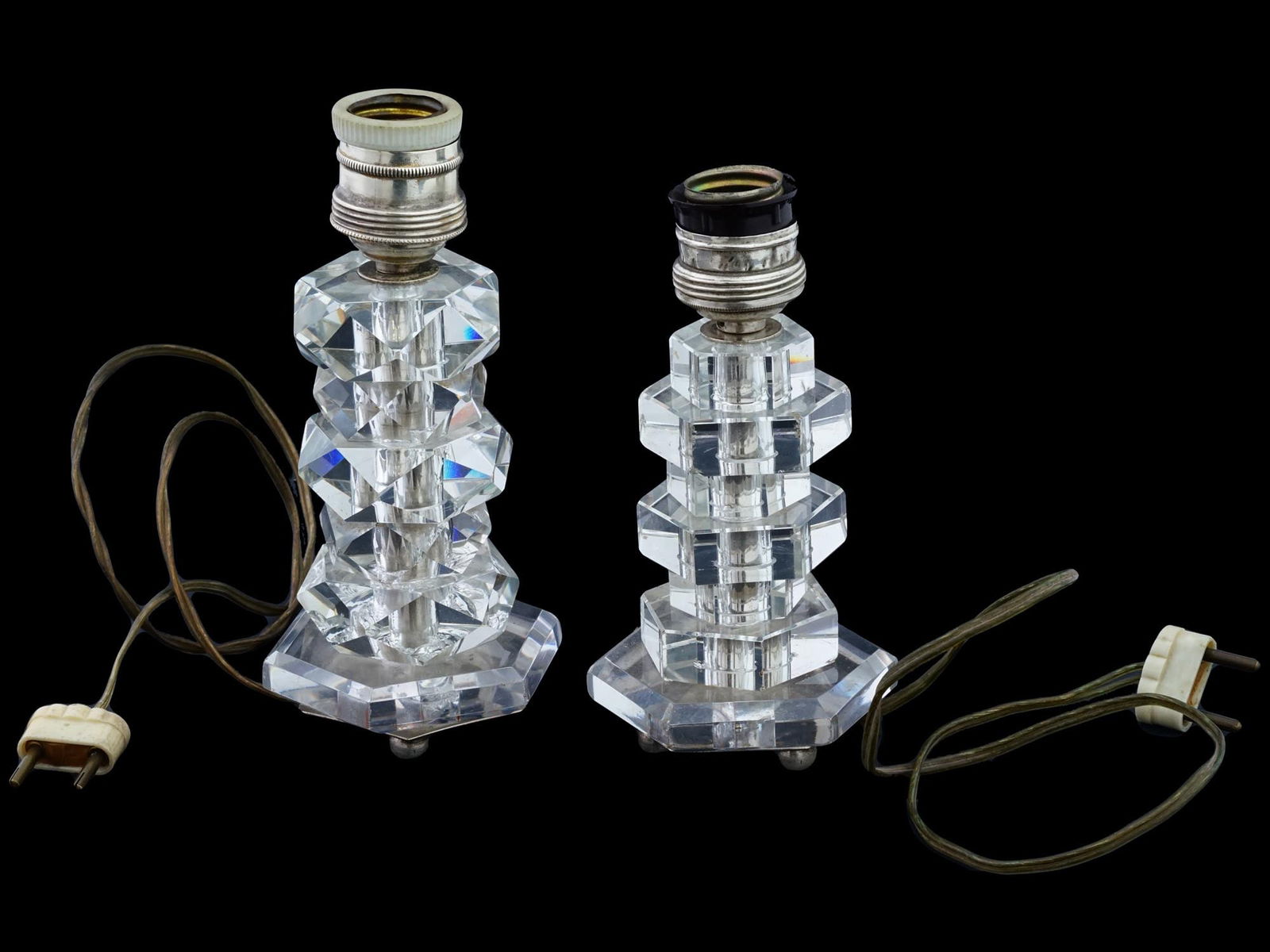 ART DECO FRENCH MAISON DESNY CUT GLASS TABLE LAMPS (1 of 9)