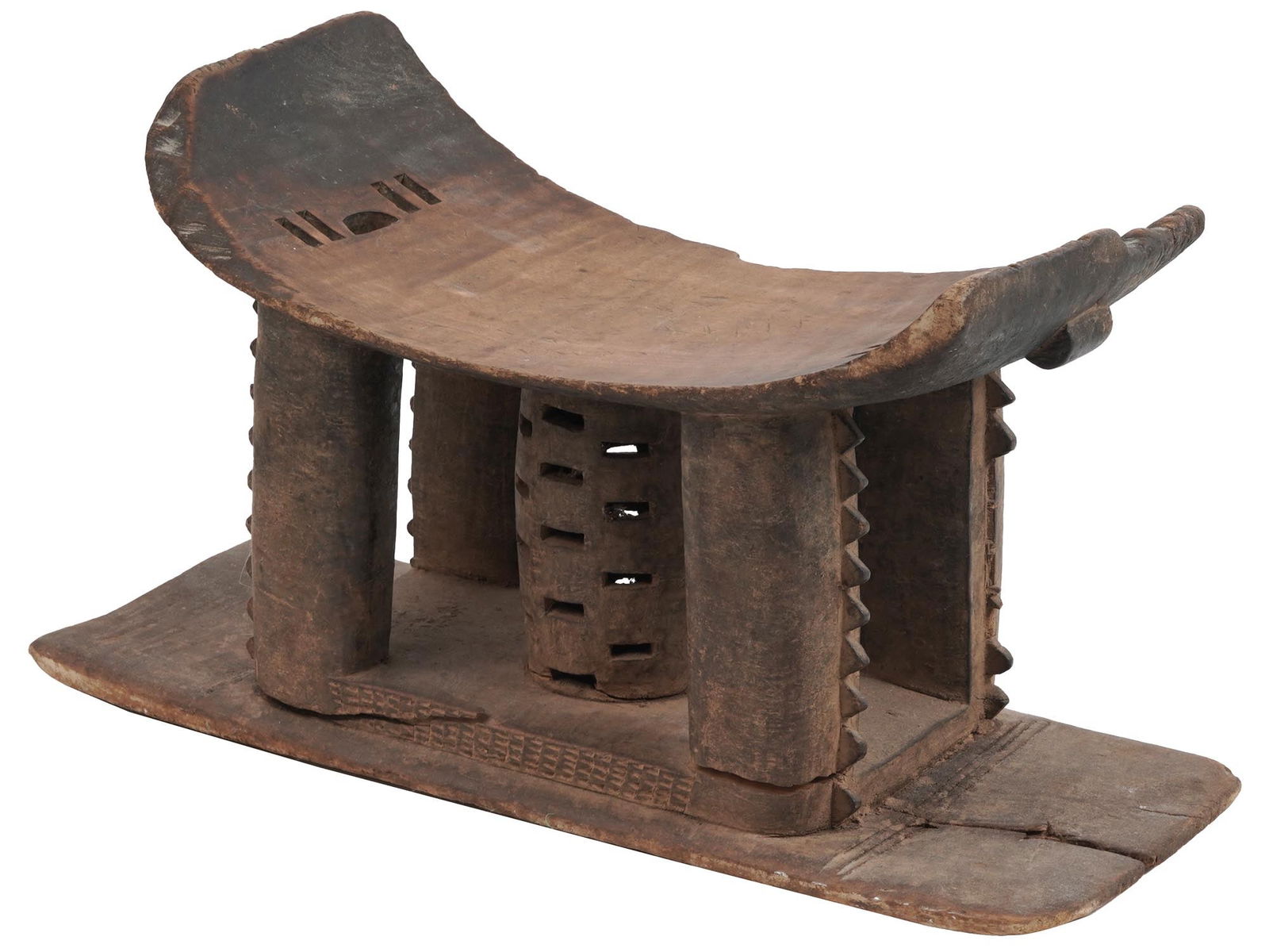 MID CENT GHANA ASHANTI CARVED WOOD SANKOFA STOOL (1 of 4)