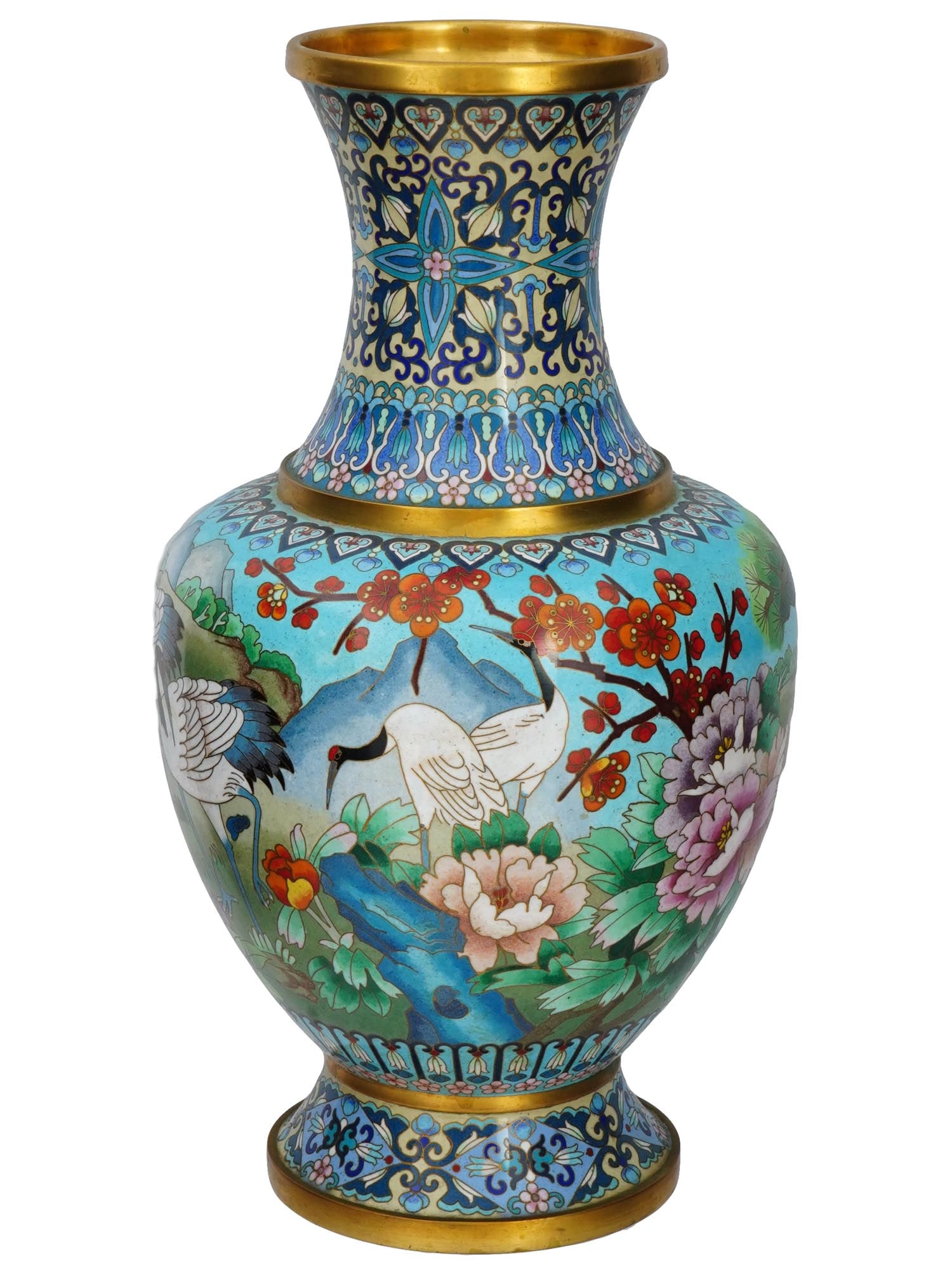 ANTIQUE CHINESE QING CLOISONNE ENAMEL VASE WITH BIRDS (1 of 6)