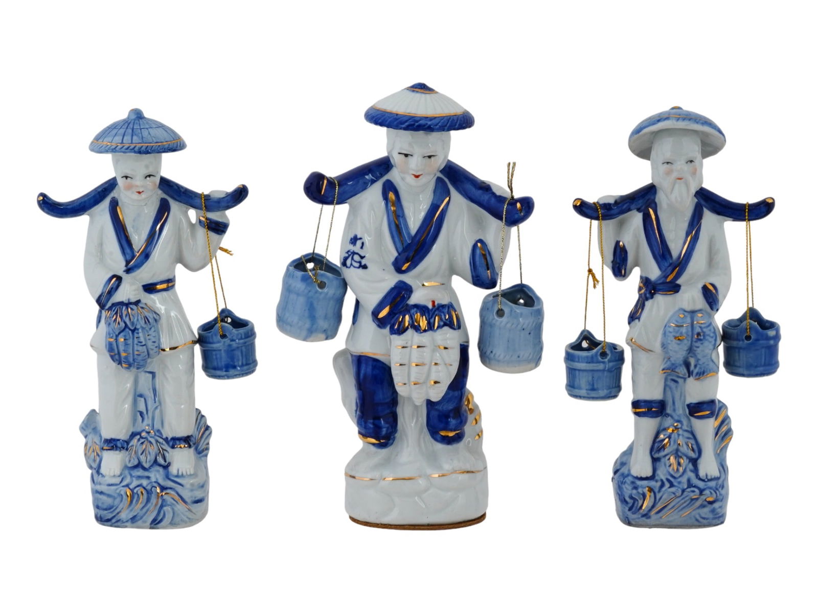 VINTAGE CHINESE BLUE AND WHITE PORCELAIN FIGURINES (1 of 11)