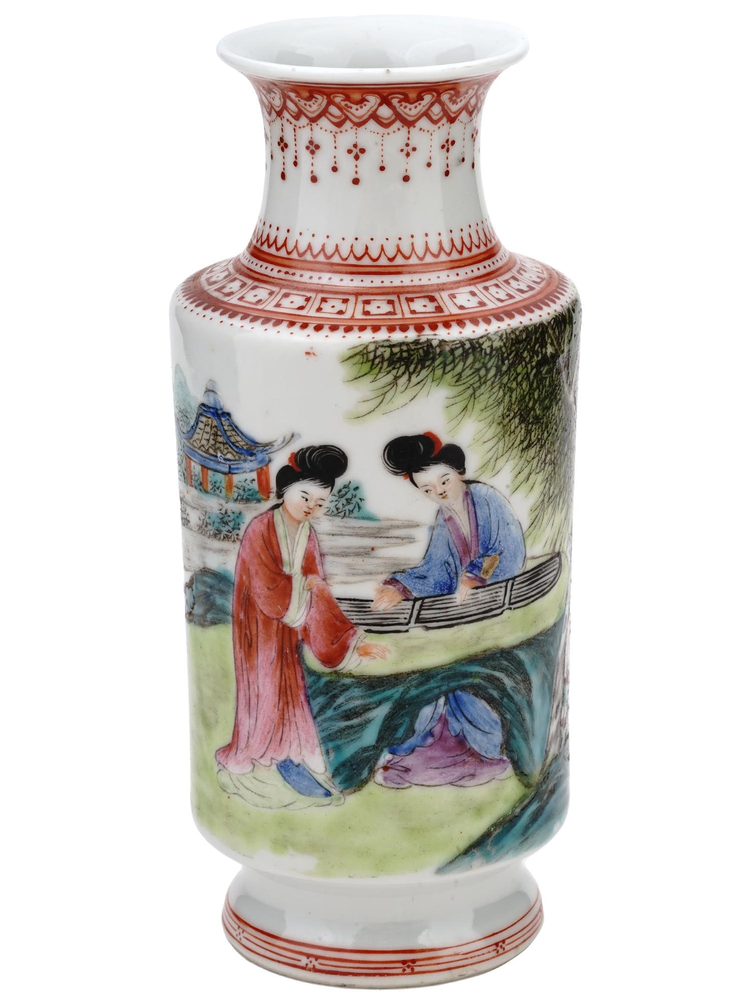 ANTIQUE CHINESE QING DYNASTY LADIES PORCELAIN VASE (1 of 7)