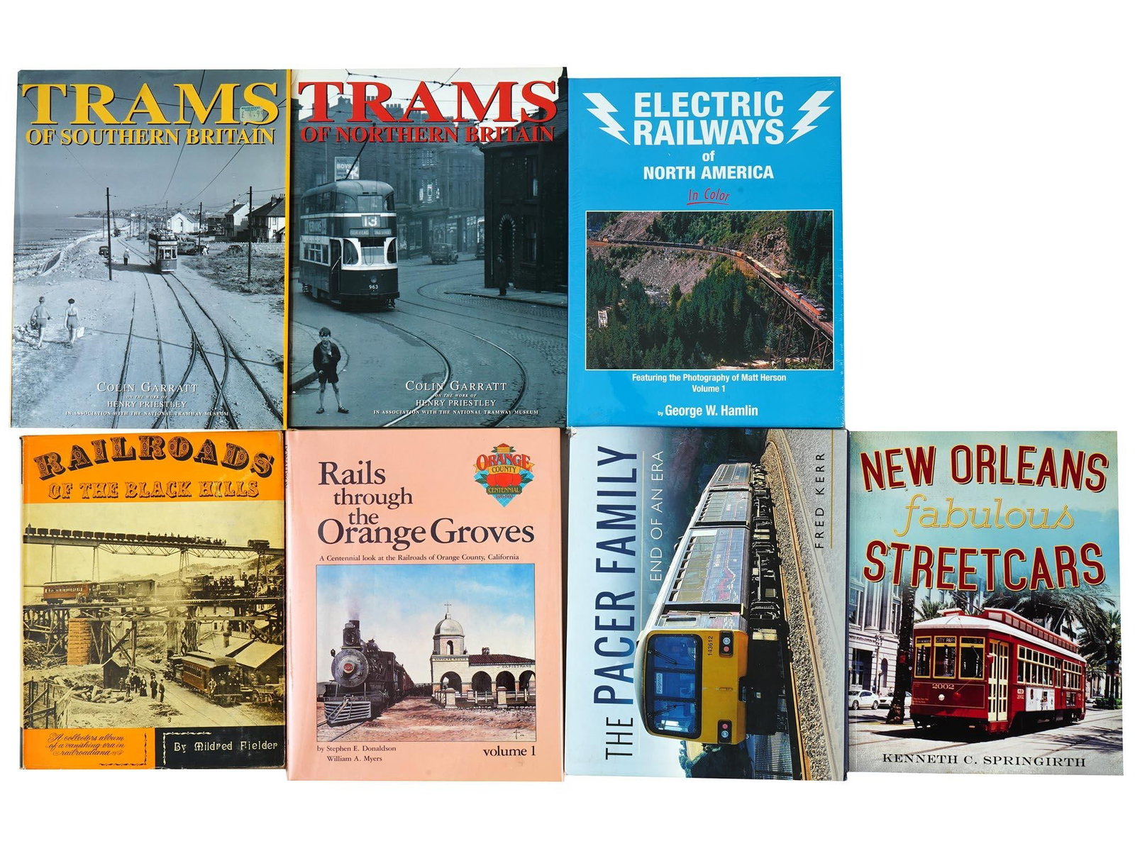VINTAGE BOOKS ON BRITISH AMERICAN RAILWAY TRANSPORT: A collection of vintage book editions on British and American railway transport. From Trams of Southern Britain and Trams of Northern Britain, which offer an insightful look into the tram systems of t
