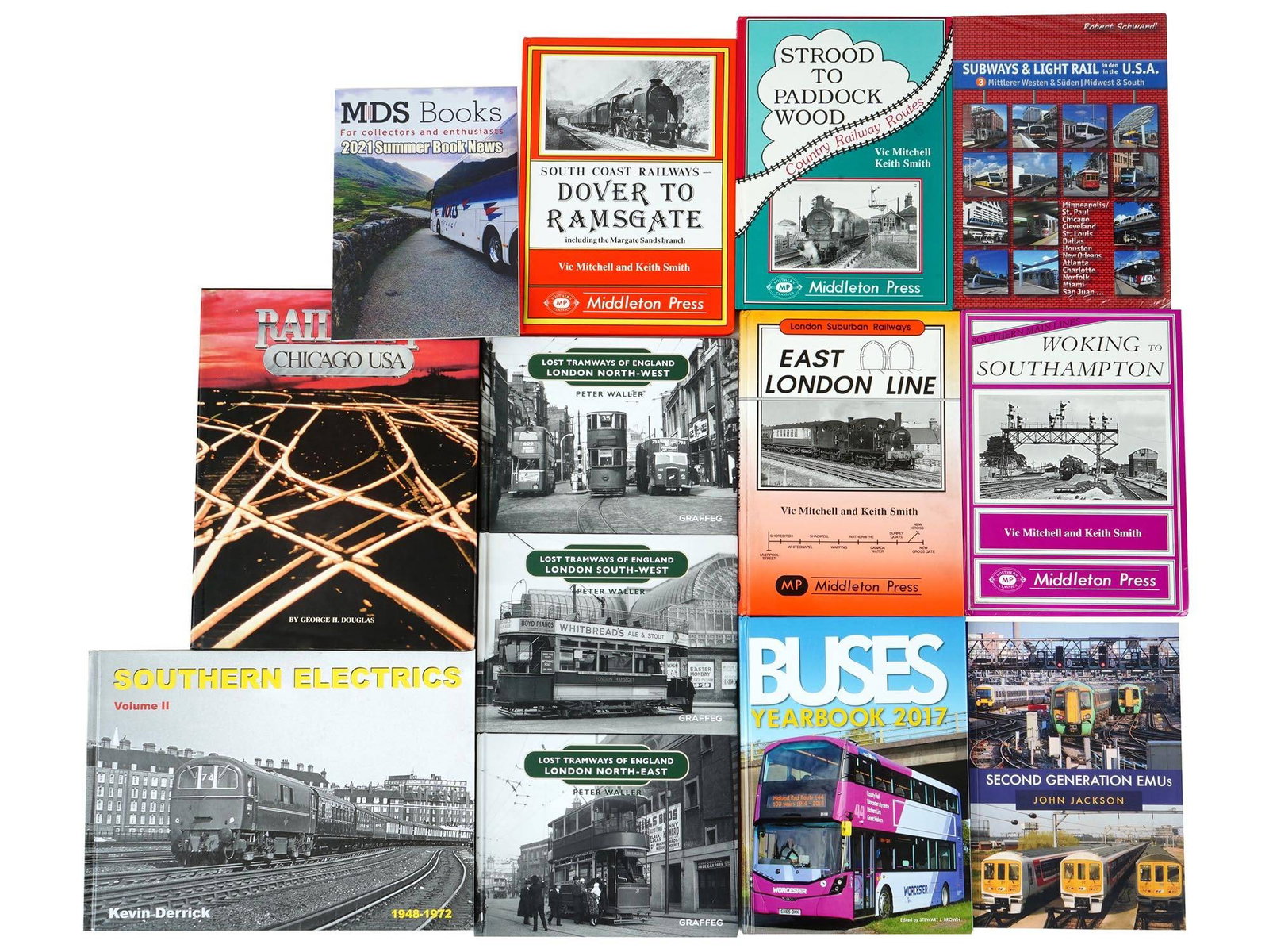 VINTAGE BOOK COLLECTION ON WORLD TRANSPORT HISTORY: A collection of vintage books on the history of world public transport. From South Coast Railways - Dover to Ramsgate and Strood to Paddock Wood that explore the British rail network, to Subways and L