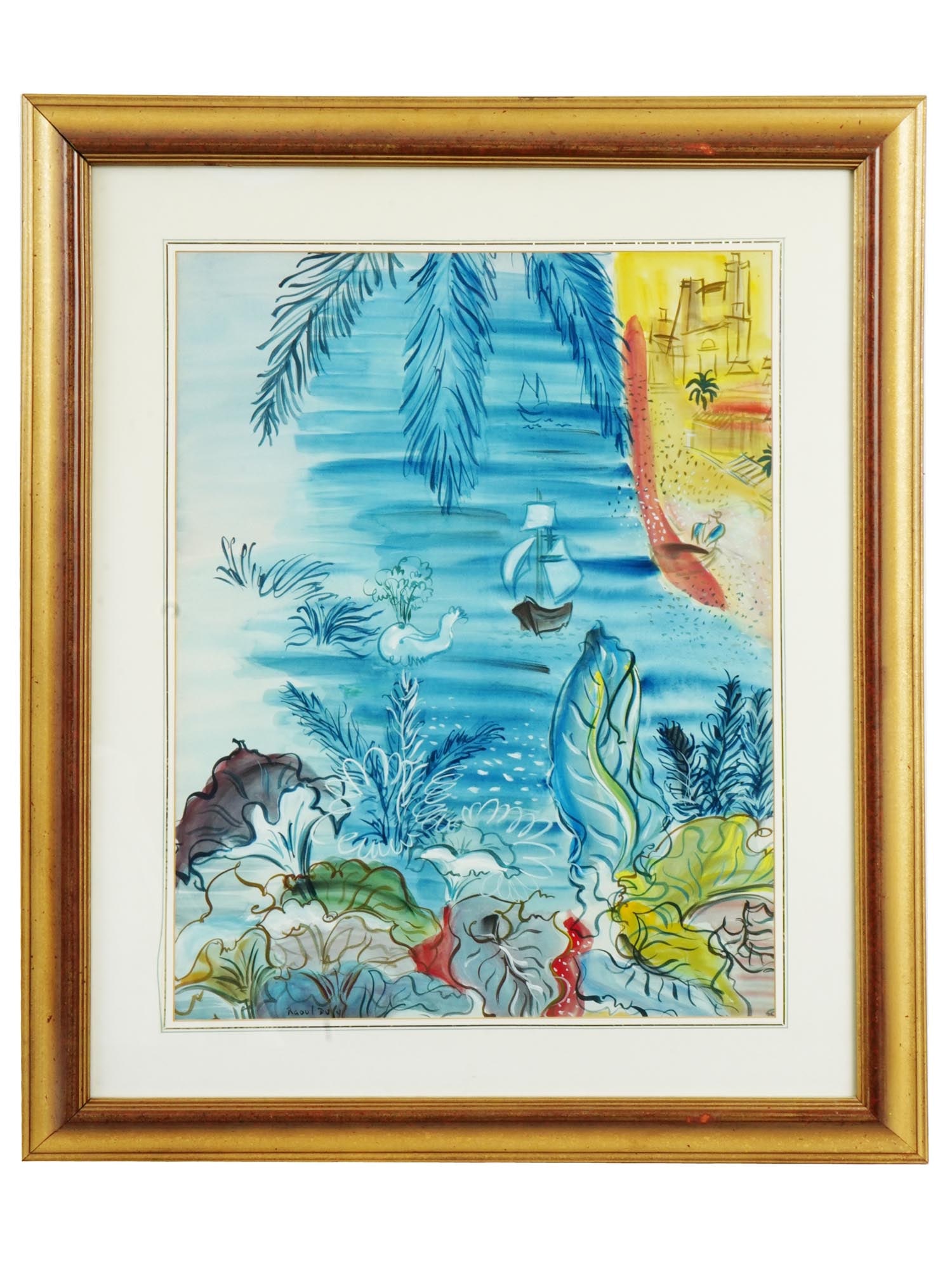 ATTRIBUTED TO RAOUL DUFY FRENCH WATERCOLOR PAINTING (1 of 7)