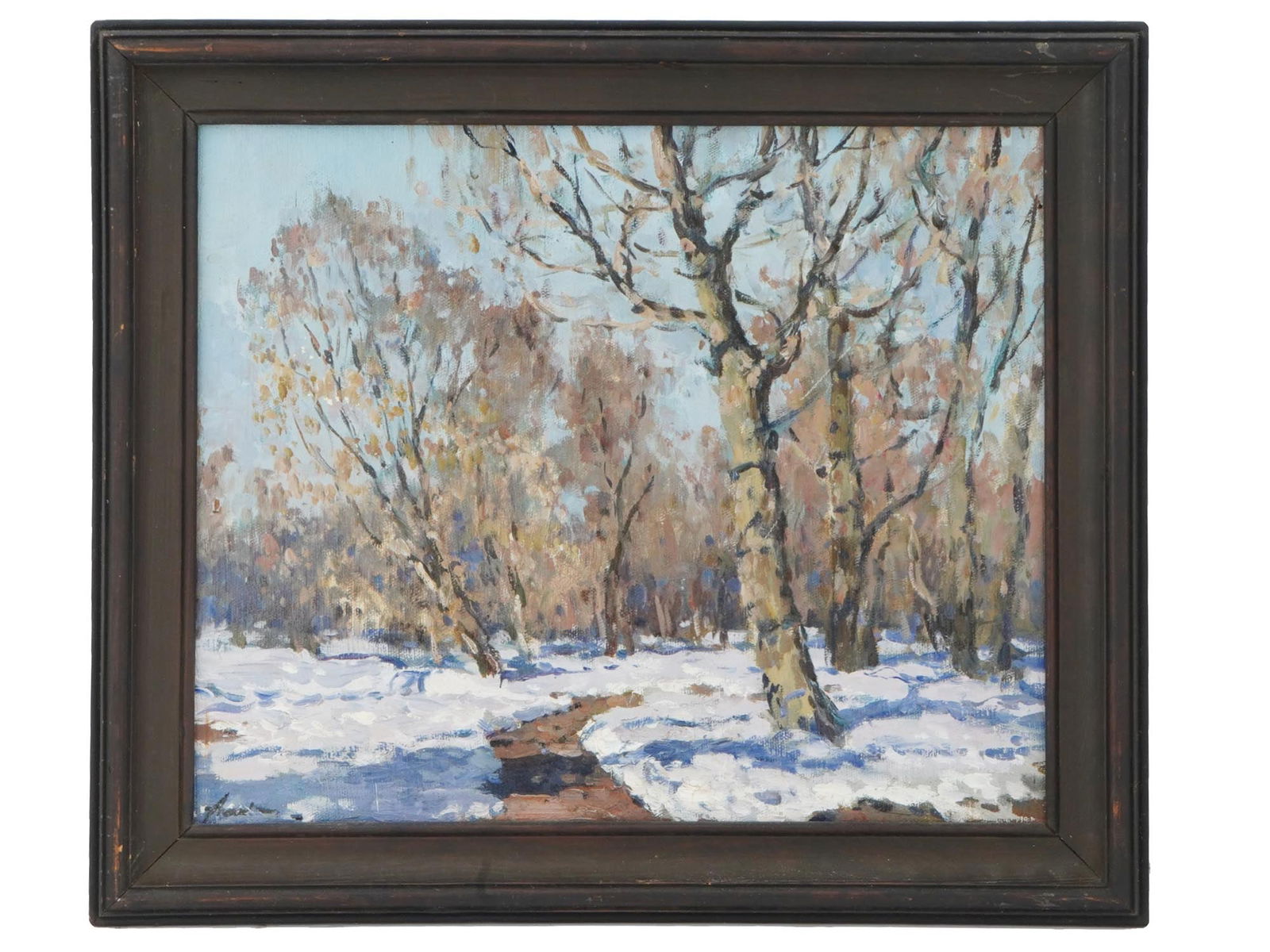 RUSSIAN WINTER LANDSCAPE OIL PAINTING BY PETR ANDREEV (1 of 4)