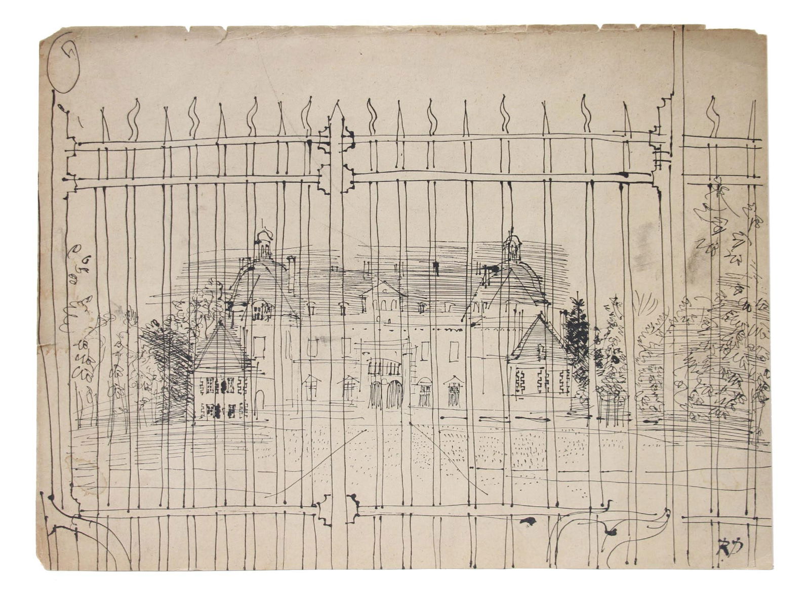 A FRENCH INK PAINTING HOUSE VIEW BY RAOUL DUFY (1 of 7)