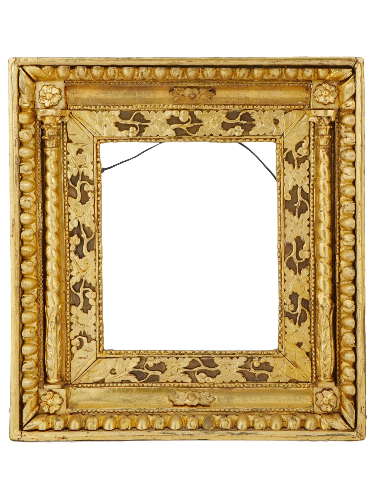 ANTIQUE 19TH C ORNATE GILT WOODEN PAINTING FRAME: An antique 19th century gilt wooden painting frame. Elaborate hand-carved floral and swirl decor. There is a suspension on the backside. Wall Art Decor And Painting Frames For Interior Design. Dimensi