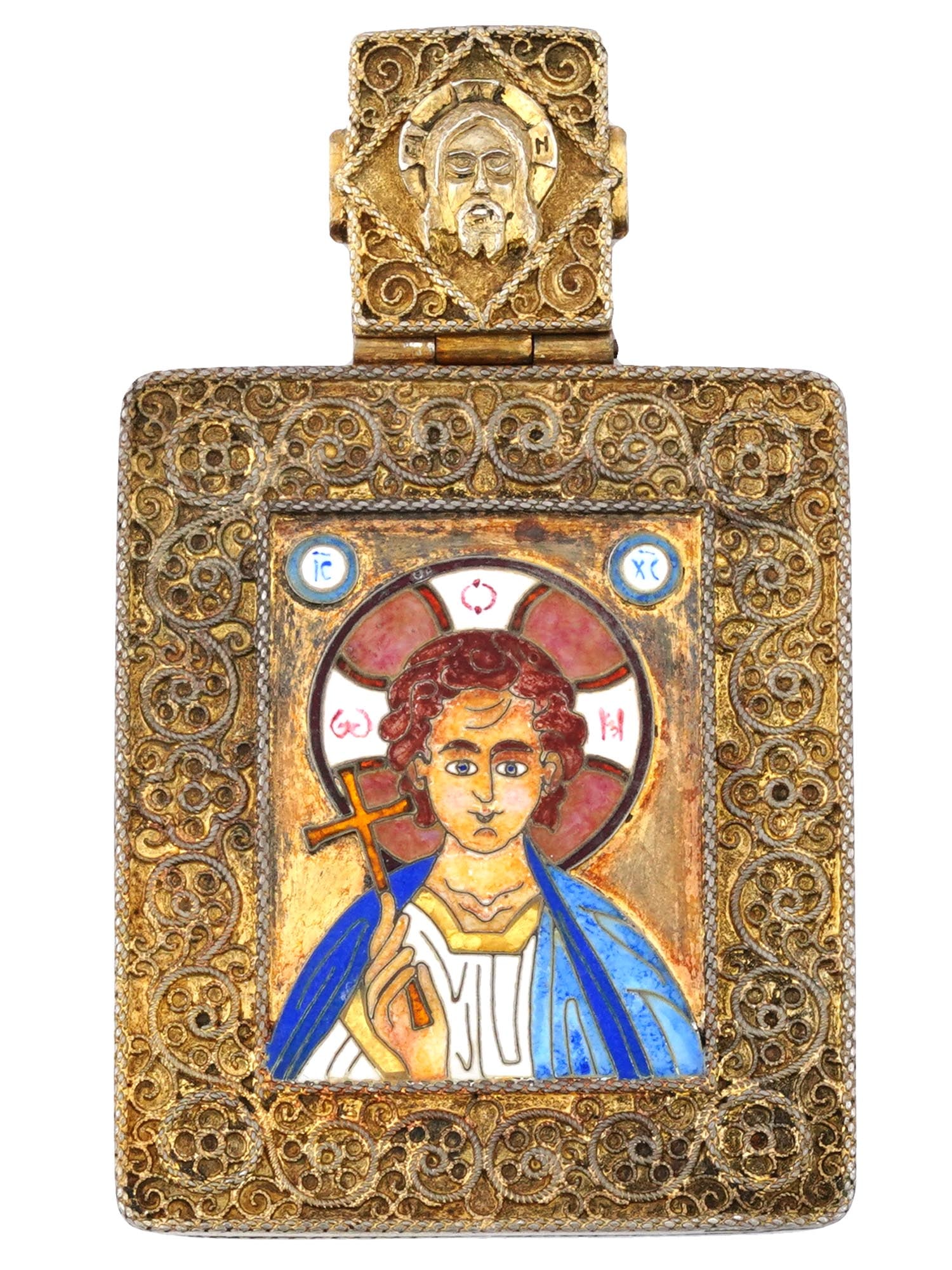 Russian Silver Enamel Emmanuel Icon By Ovchinnikov Auction