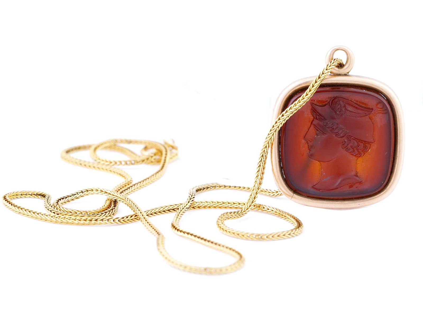 ANTIQUE 14K GOLD NECKLACE WITH INTAGLIO PENDANT (1 of 5)