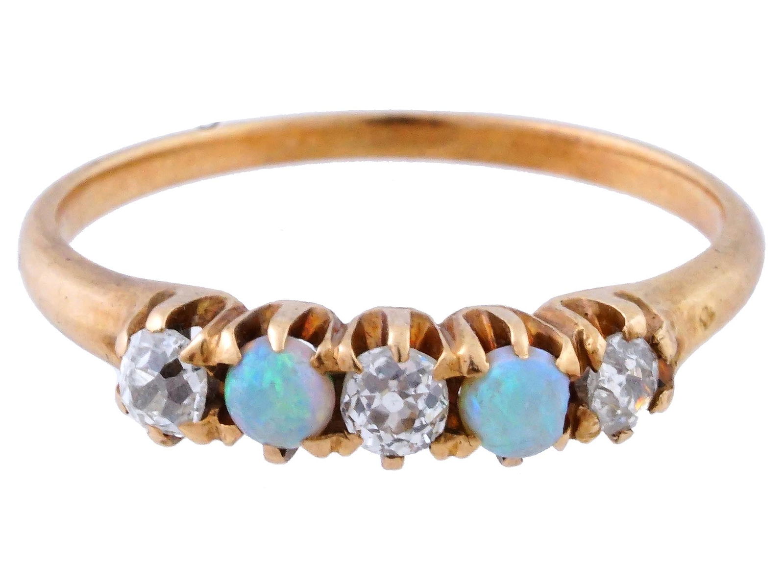 VINTAGE 14K GOLD WHITE OPAL AND DIAMONDS RING (1 of 5)