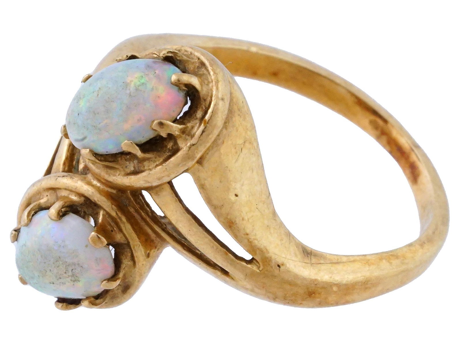 VINTAGE WOMENS 14K GOLD AND WHITE OPAL RING (1 of 8)