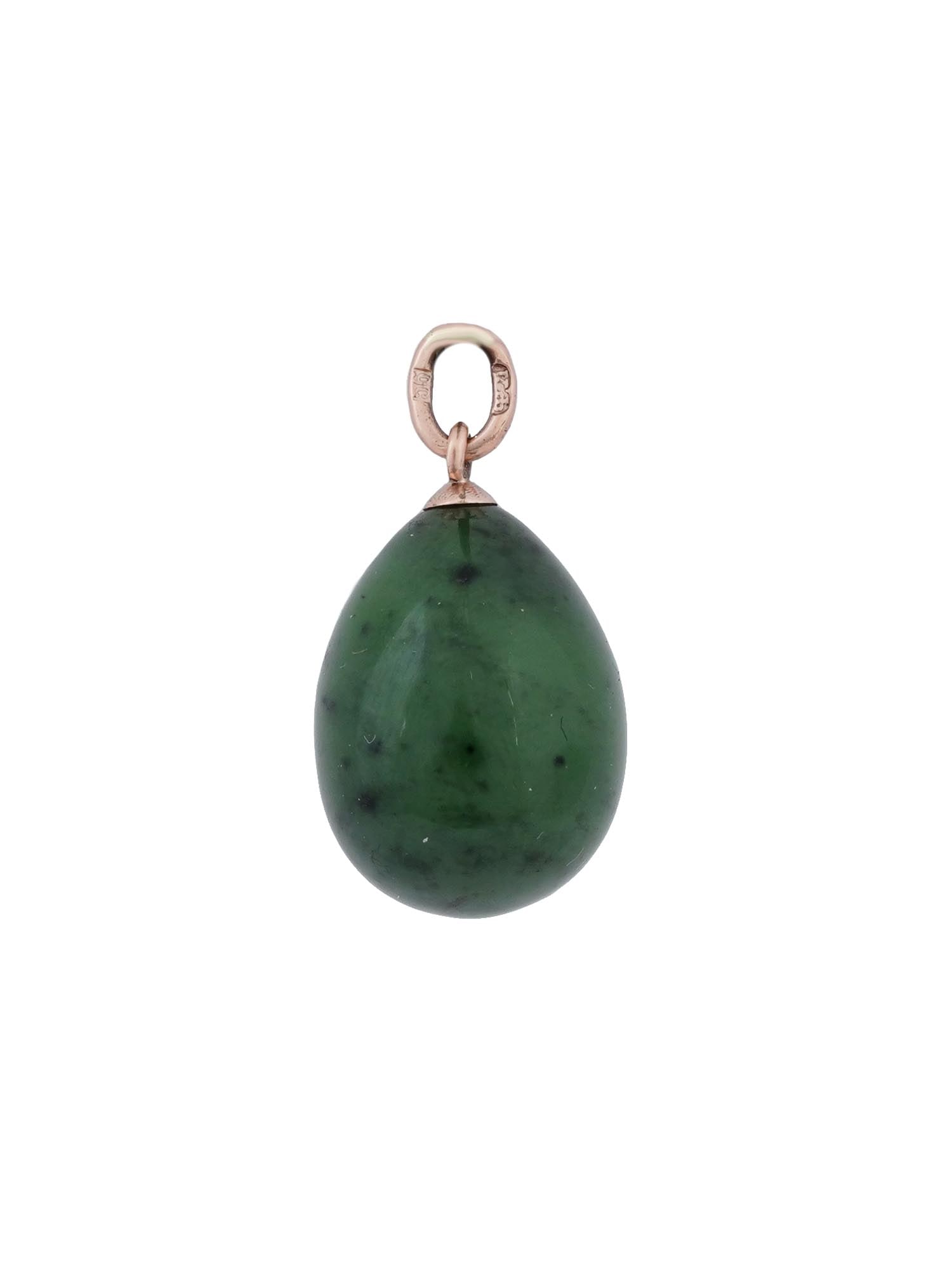 RUSSIAN 56K GOLD A JADE CARVED EASTER EGG PENDANT (1 of 5)