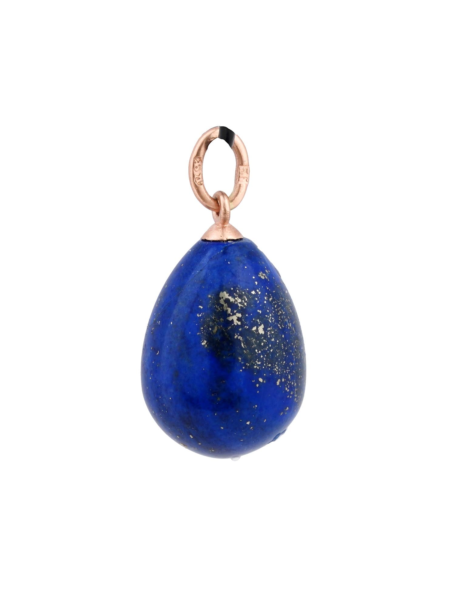 RUSSIAN 14K GOLD MOUNTED LAPIS LAZULI EGG PENDANT (1 of 4)
