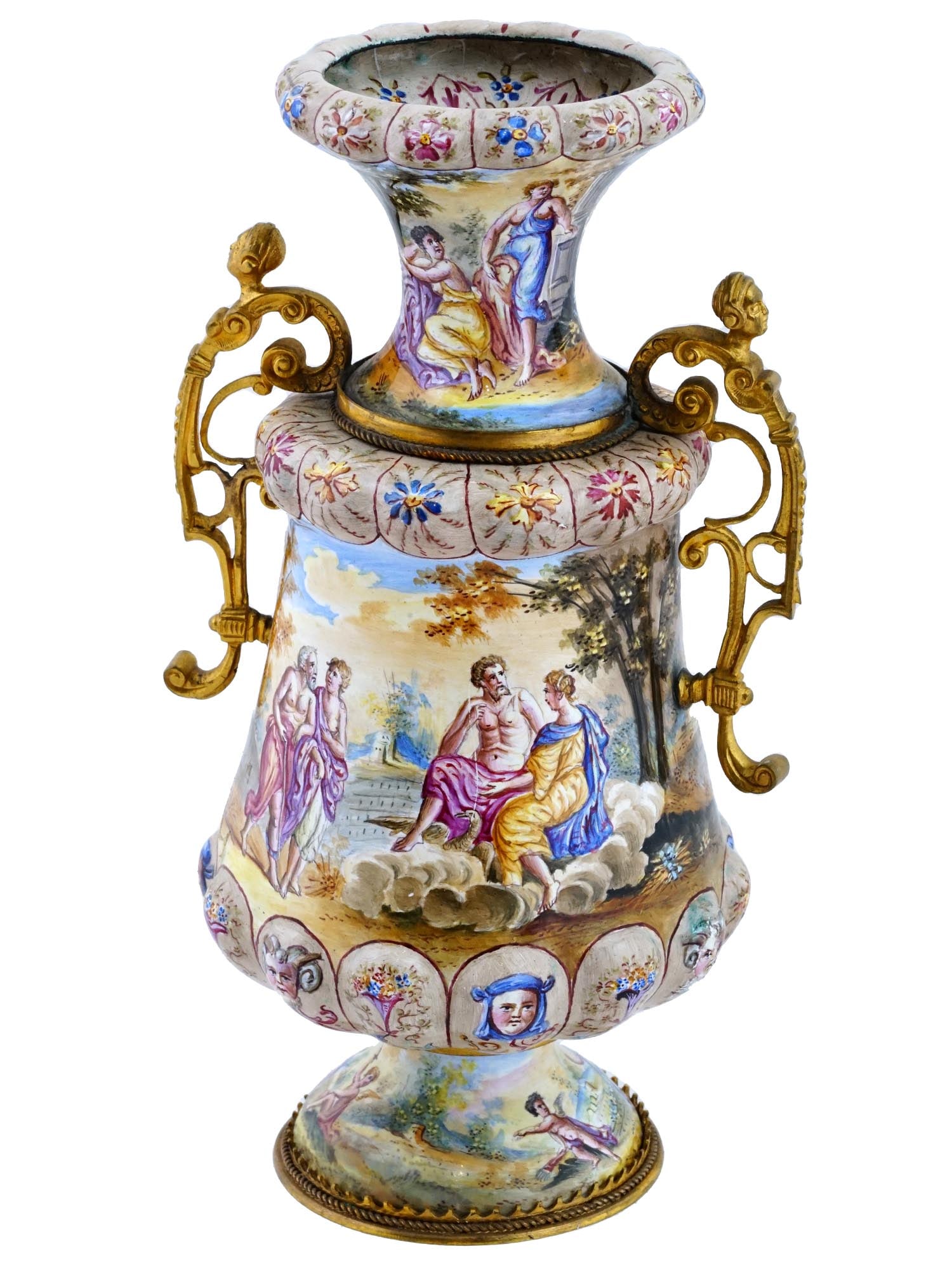 ANTIQUE AUSTRIAN RENAISSANCE REVIVAL BRONZE ENAMEL VASE (1 of 5)