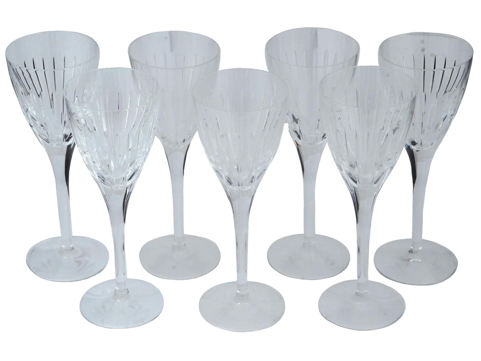 KIRIN BY WATERFORD CRYSTAL WINE GLASSES SET: A set of vintage cut lead crystal goblets or wine glasses by Waterford Crystal, an Irish glass manufacture. Kirin collection. A total of 7 items. Collectible Glassware And Drinkware, Classic Tableware