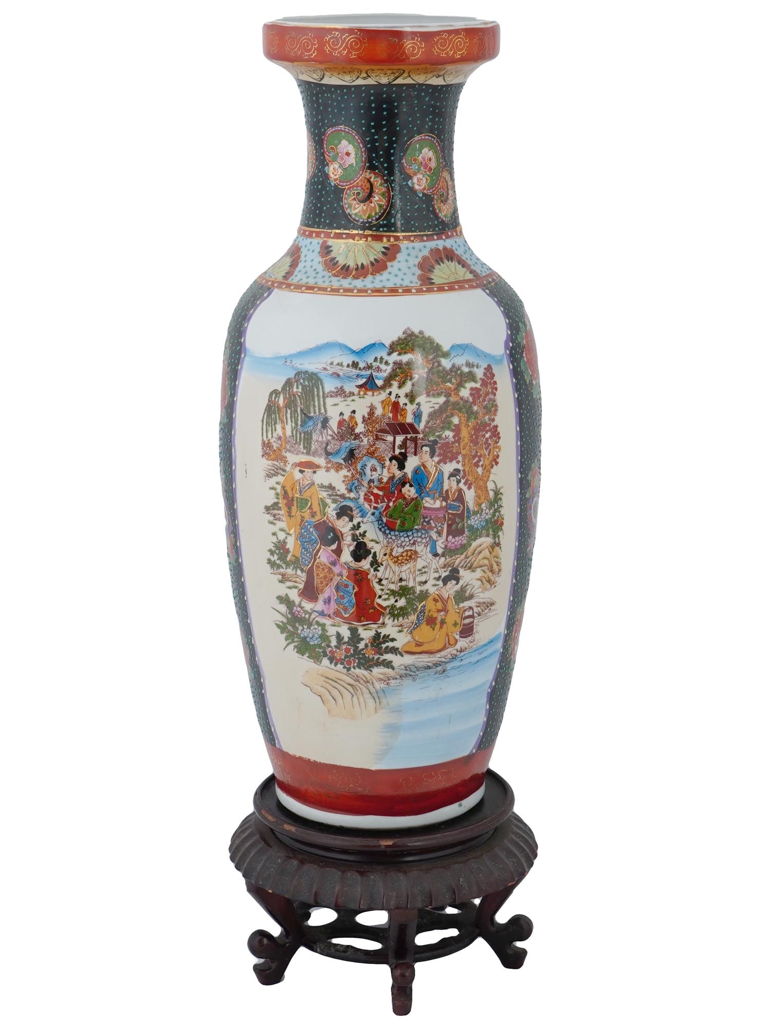LARGE VINTAGE CHINESE PORCELAIN VASE WITH A STAND (1 of 9)