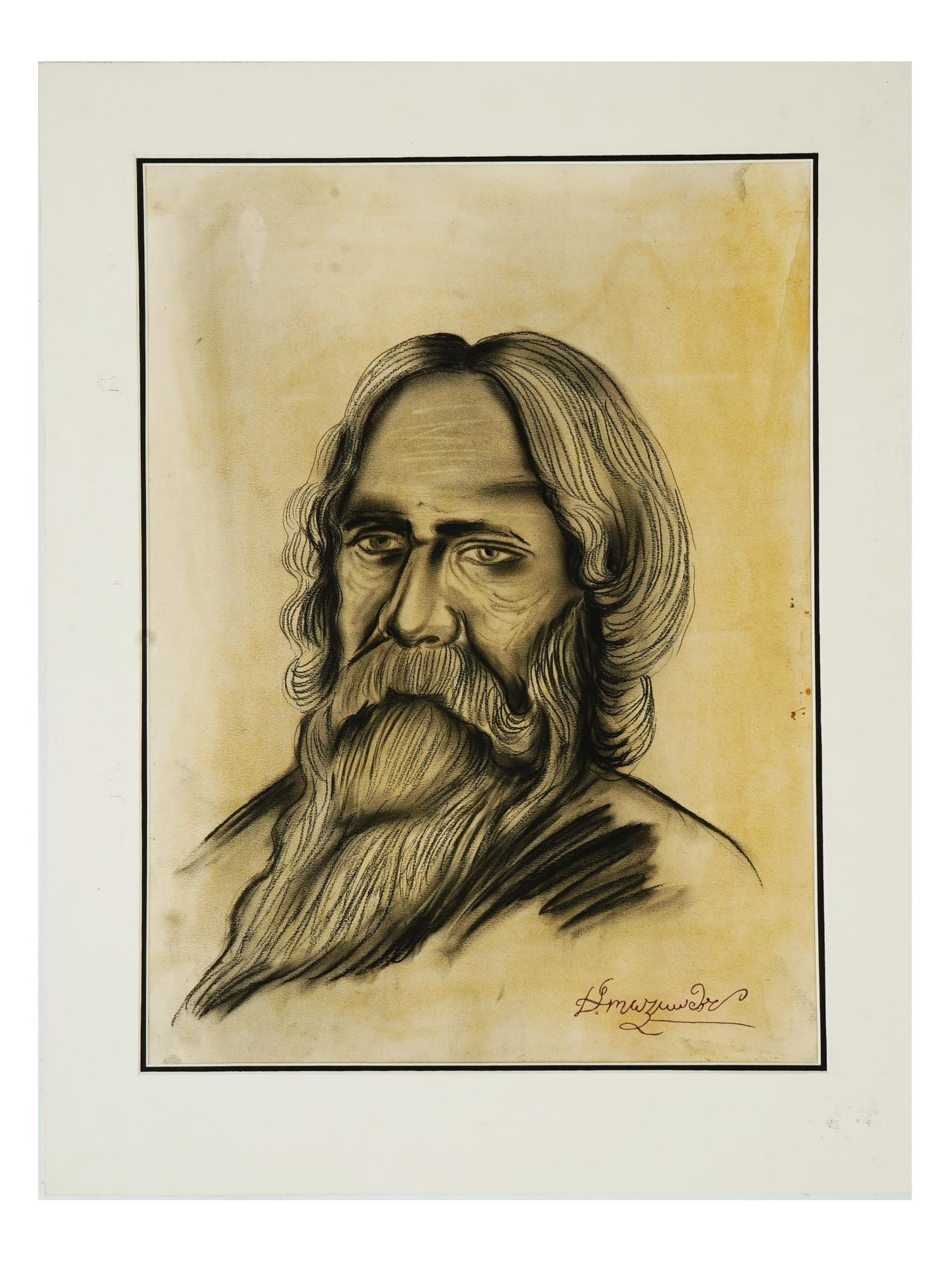 INDIAN CHARCOAL PAINTING BY HEMENDRANATH MAZUMDAR (1 of 4)