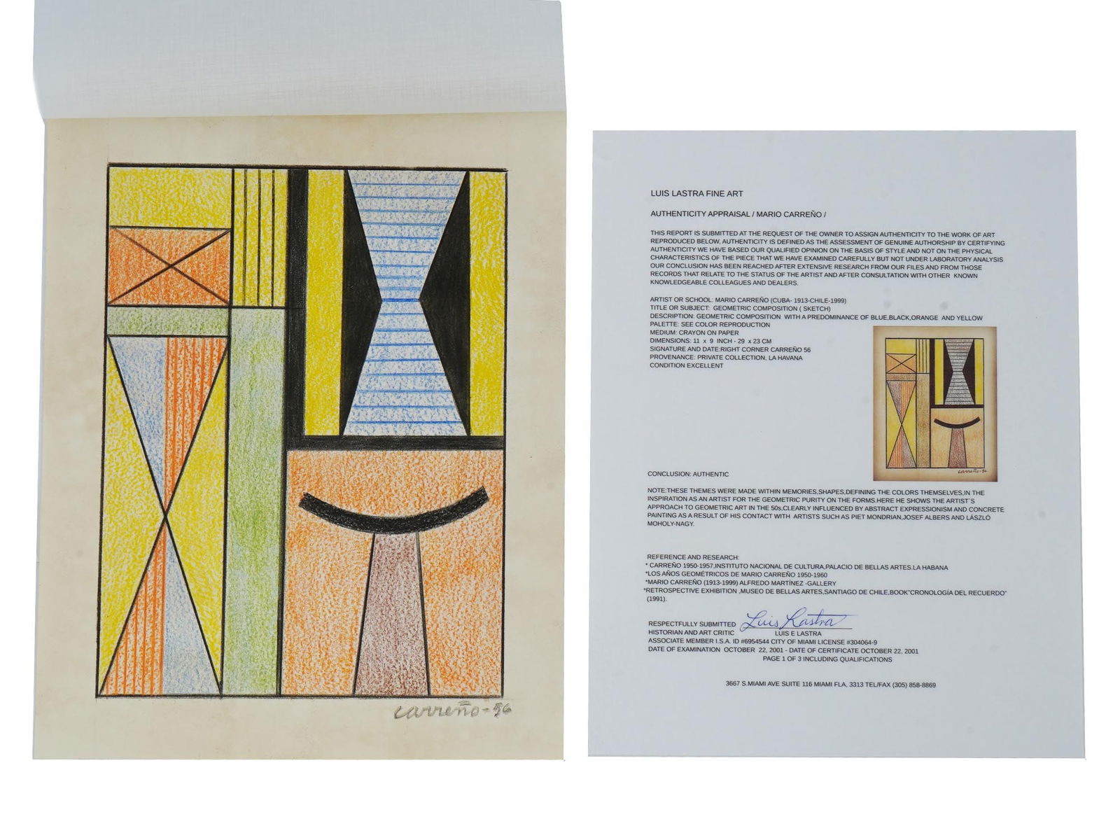 ABSTRACT CUBAN CRAYON PAINTING BY MARIO CARRENO COA (1 of 5)