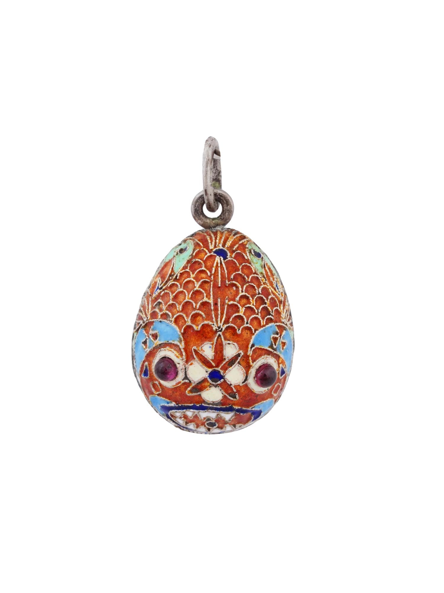 RUSSIAN SILVER CLOISONNE ENAMEL FISH EGG PENDANT (1 of 6)