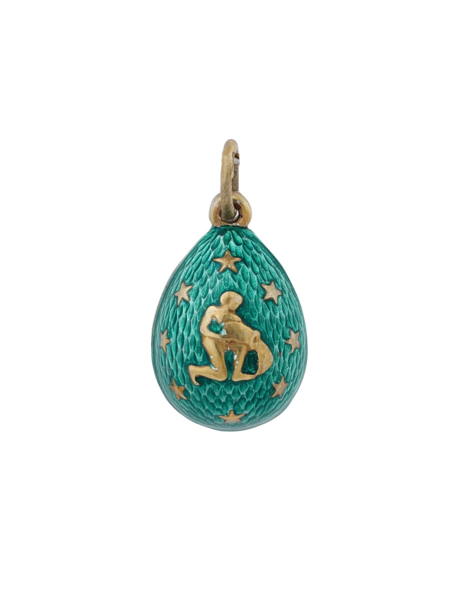 RUSSIAN GILT SILVER ENAMEL AQUARIUS EGG PENDANT (1 of 6)